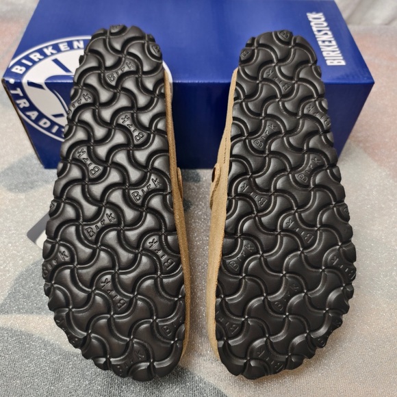 Women's Birkenstock Boston Latte Cream Suede Shoes - Narrow Fit - Picture 3 of 5